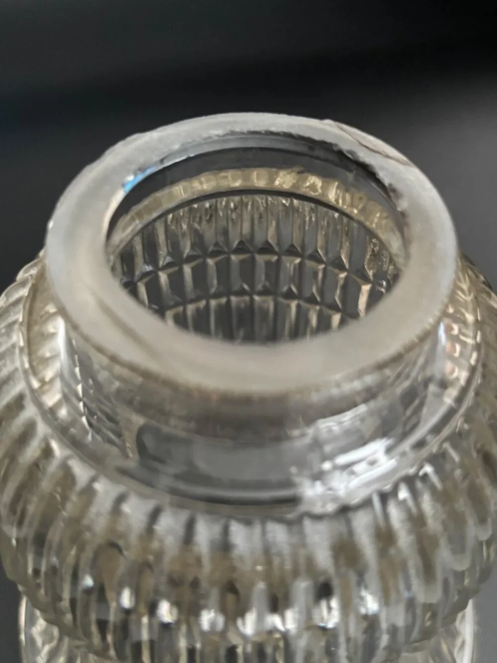 Vintage Clear Ribbed Glass Lamp Shade With Flared Design